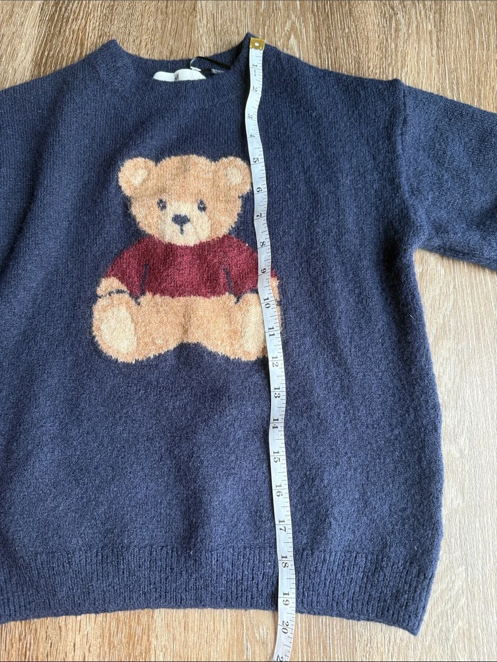 H&M Kids Navy Teddy Bear Crewneck Sweater